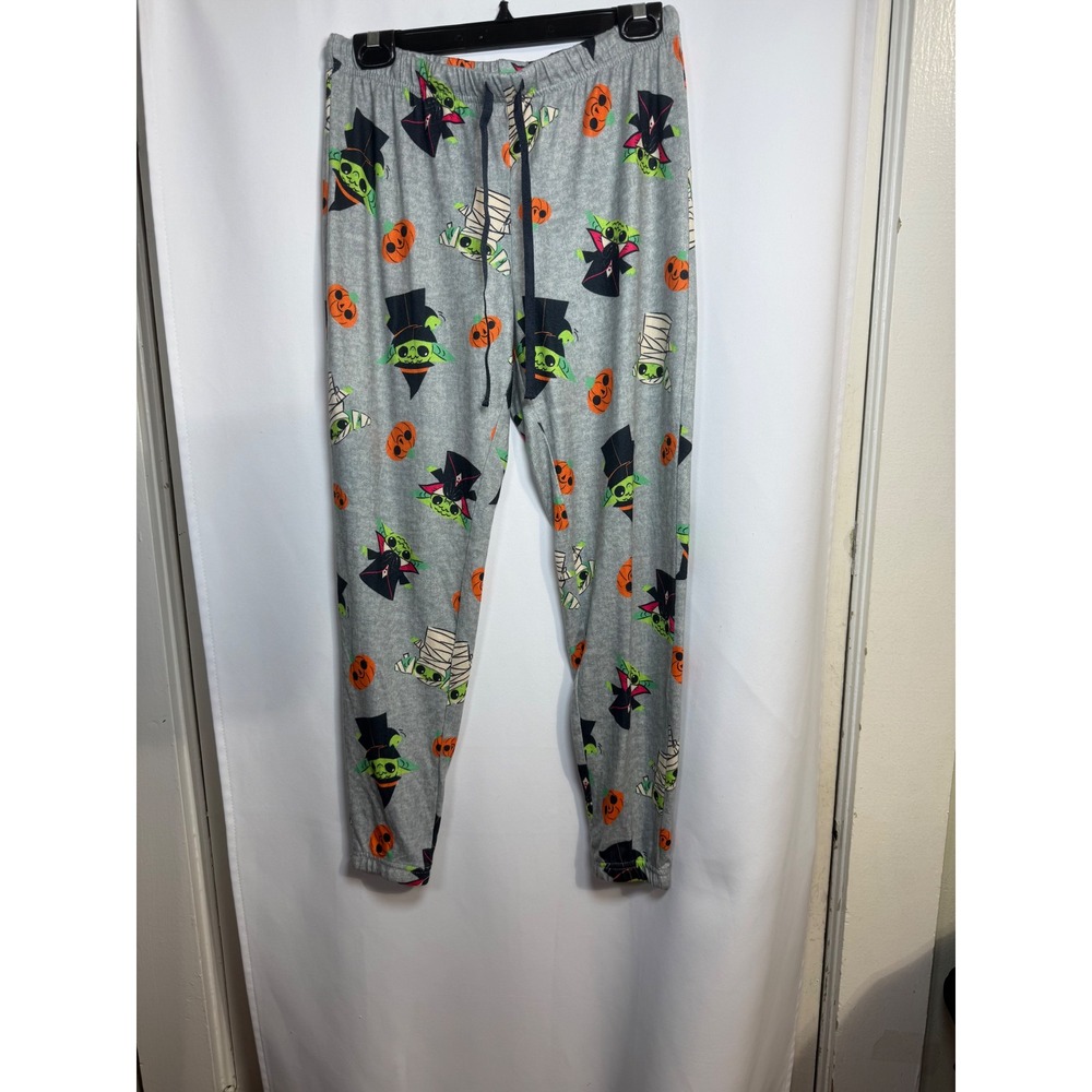Star Wars Grogu Baby Yoda Halloween Pajama Pants Gray Joggers Small